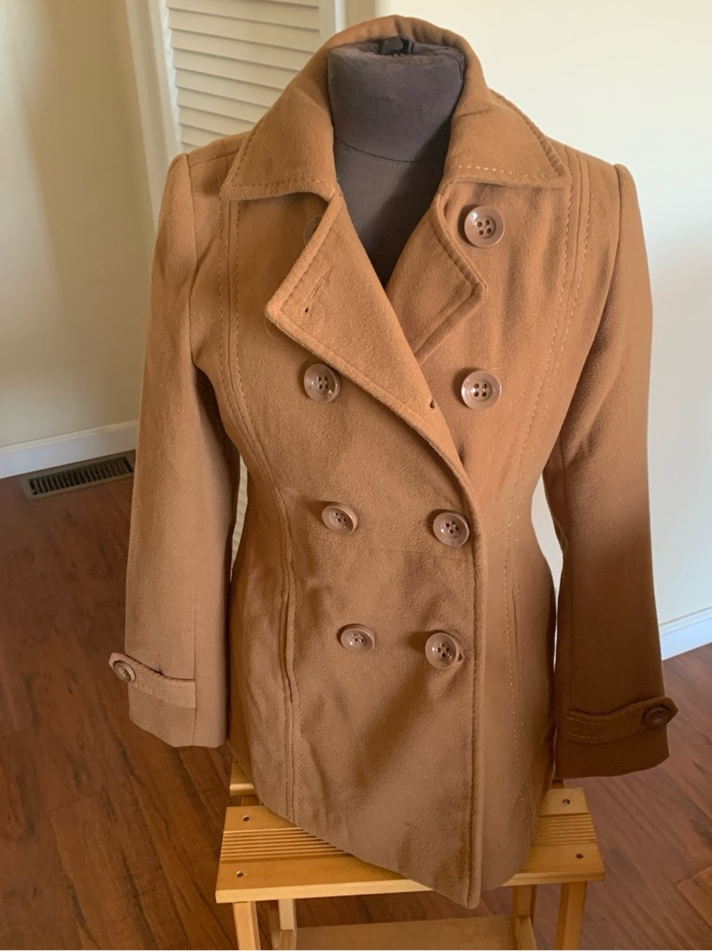 Source Unknown Camel Double-Breasted Peacoat